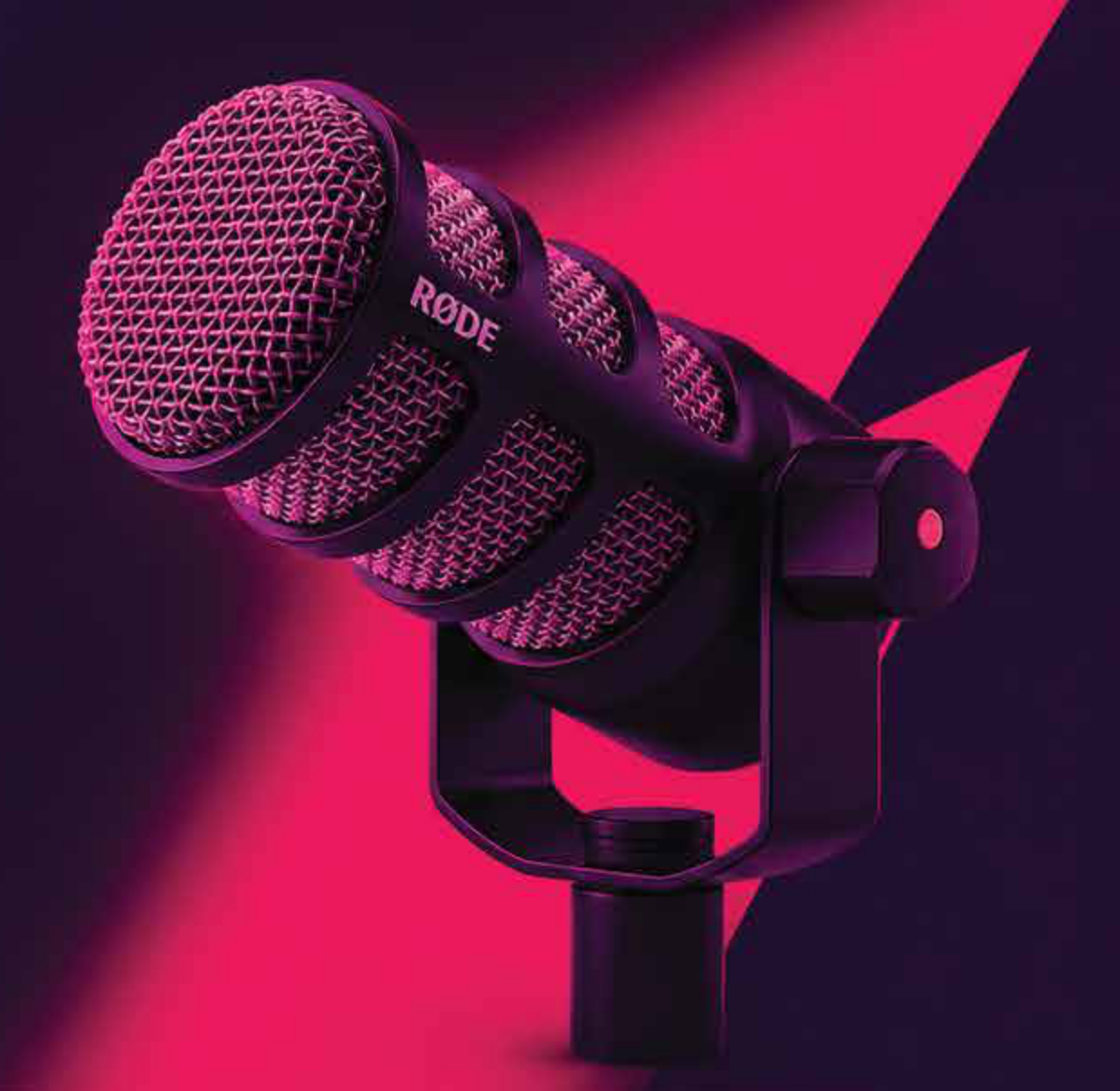 Micrófono con iluminación magenta de FLOW LA MÚSICA